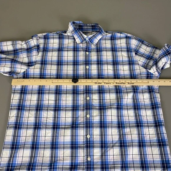 Croft & Barrow Button Down Shirt Men's Size XL Blue Easy Care Plaid Short Sleeve - Picture 7 of 12